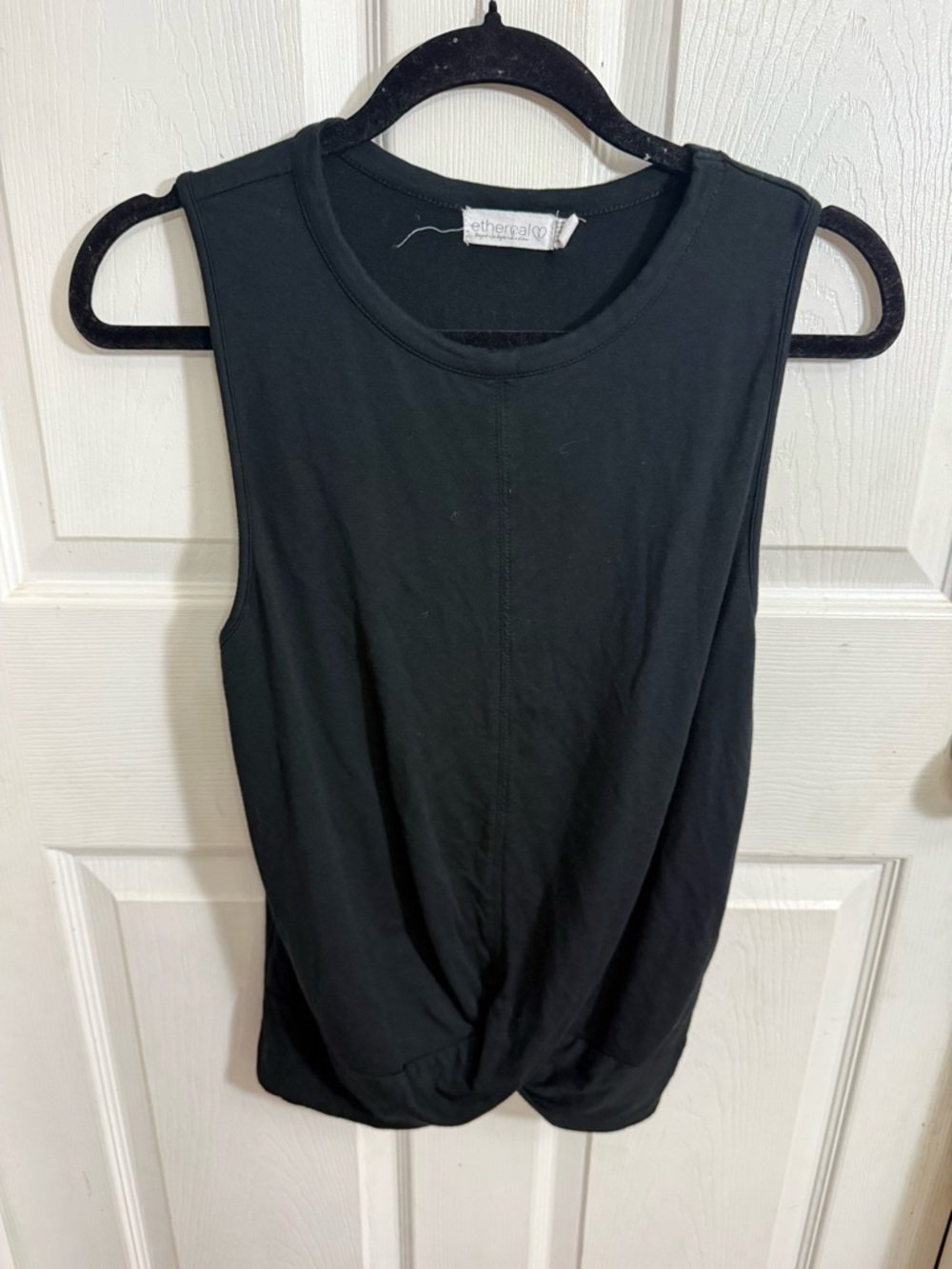 Ethereal Twist-Front Black Tank Top